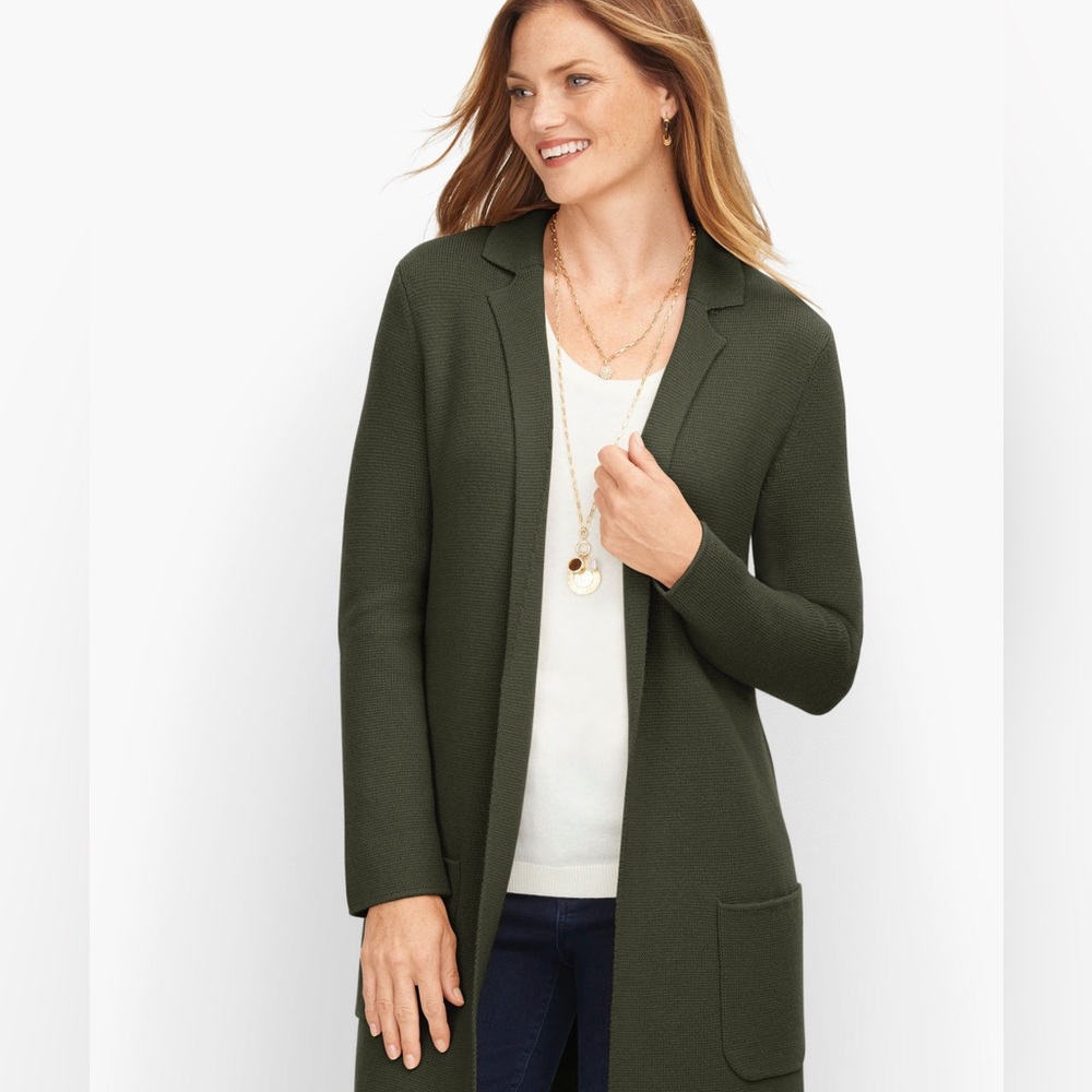 Talbots Milano Stitch Sweater Jacket Wool Blend Size LP